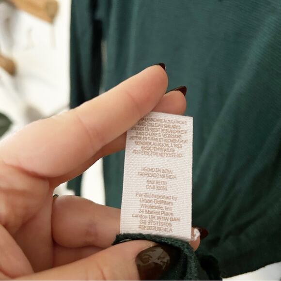 Free People The Gatsby Long Sleeve Top Green Mesh Detail Scoop Neck Size S - Picture 3 of 8